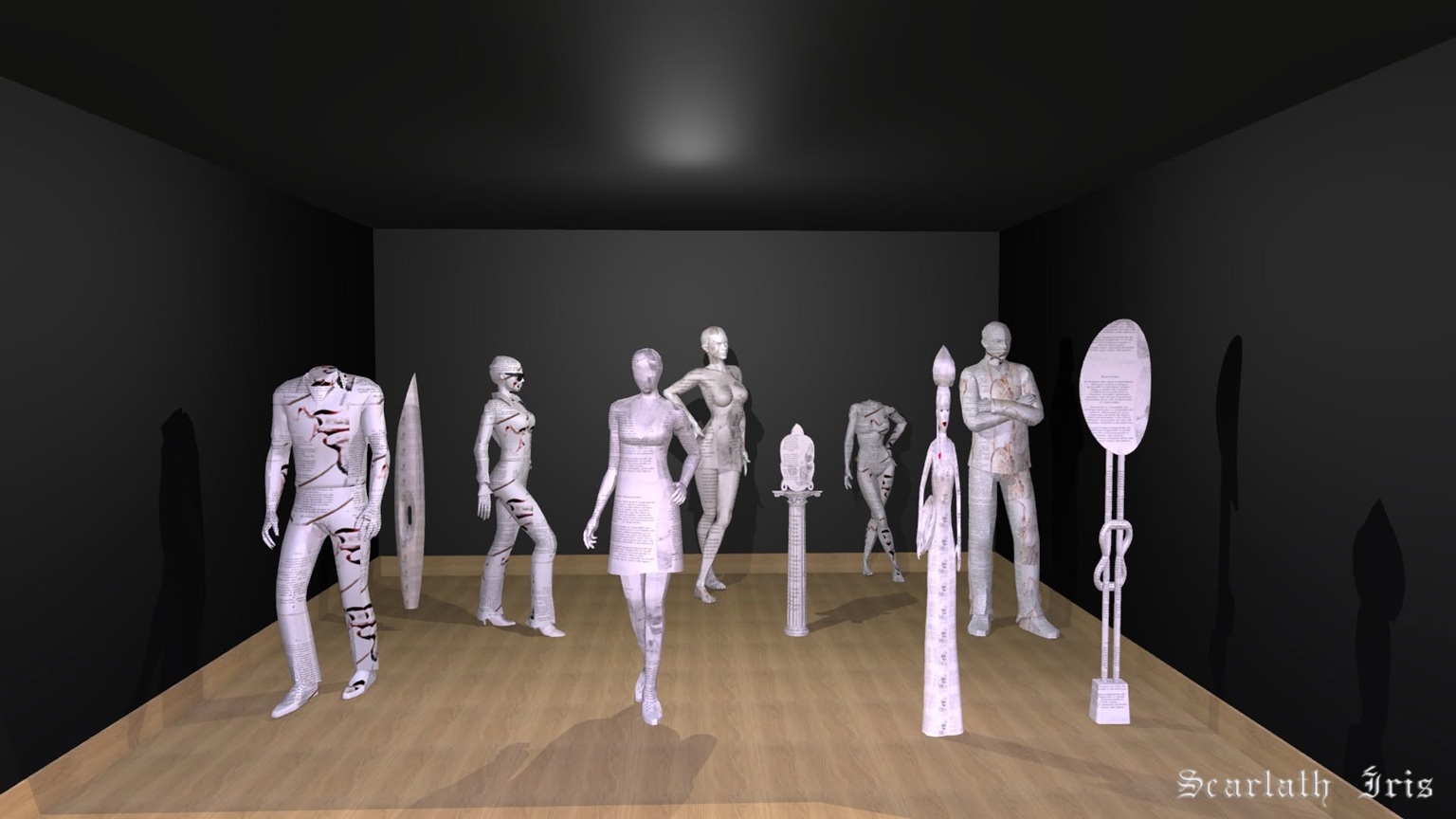 Sofra... Mas Sofra em Paris...

A instalação composta por manequins vestidos de palavras, fragmentos de textos e emoções materializadas. Cada figura ocupa o espaço como um personagem silencioso, carregando em sua superfície as marcas de sentimentos que atravessam a experiência humana: ausência, desejo, melancolia, orgulho, fragilidade, vaidade e esperança.

A obra investiga a maneira como a sociedade consome a dor quando ela é apresentada sob uma aparência esteticamente aceitável. O sofrimento, quando associado ao glamour, à arte ou à cultura, frequentemente deixa de ser visto como uma ferida para tornar-se narrativa, espetáculo ou até objeto de admiração. Surge então a provocação: a dor muda de valor quando acontece em cenários considerados belos?

A frase 